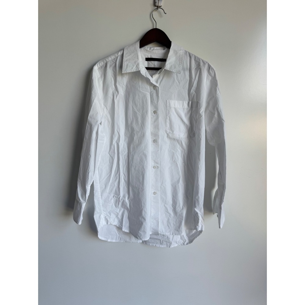 Jenni Kayne Boyfriend White Cotton Button Down Shirt XS Minimalist 553-6941